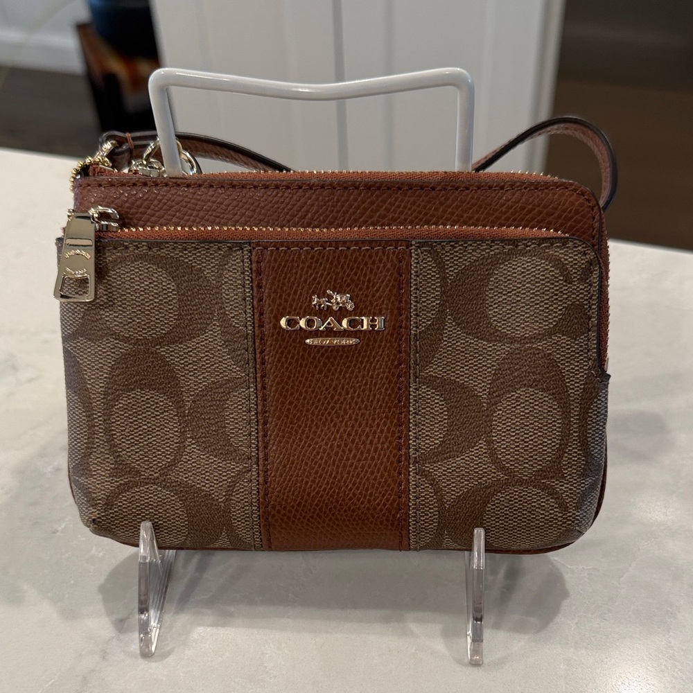Coach Tan and Brown Wristlet
